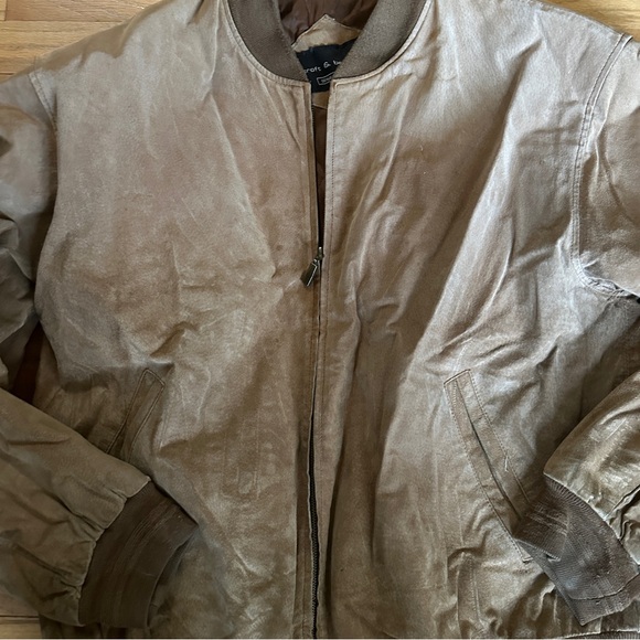 Croft & Barrow Genuine Leather Suede Bomber Winter Jacket Tan Men's Size L - Picture 4 of 12
